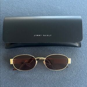 Jimmy Fairly ‘Hila’ Gold Wire Frame w/ Brown Lenses Women’s Sunglasses